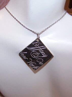 TIFFANY & CO Sterling Silver "Square Notes" Pendant on 18" Chain Necklace
